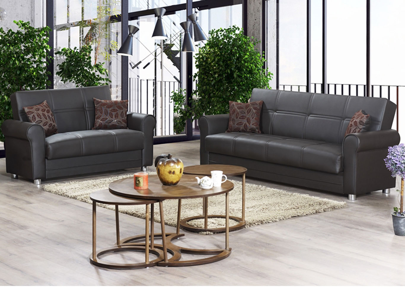 Avalon Plus Zen Brown PU Sofabed,Ottomanson (Previously Casamode)